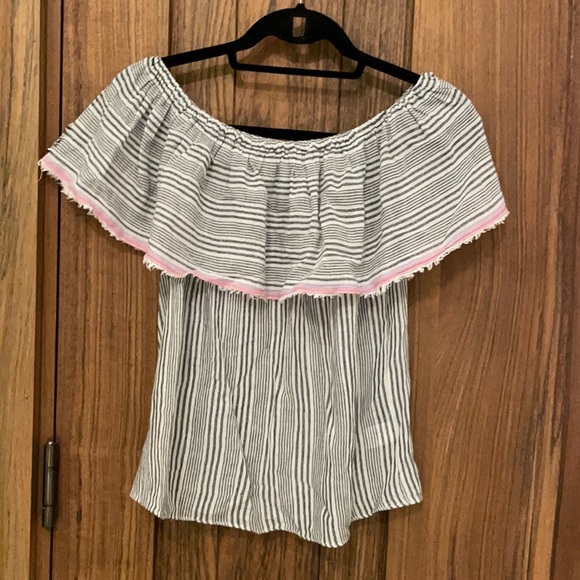 Off the shoulder stripped top - Picture 2 of 4